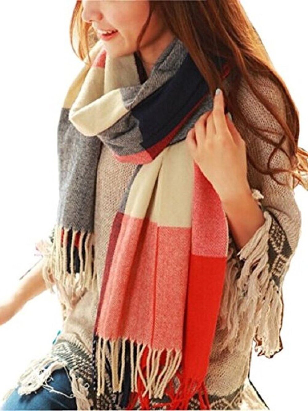 Winter Scarf for Women, Long Plaid Shawl Wraps Scarves Gifts